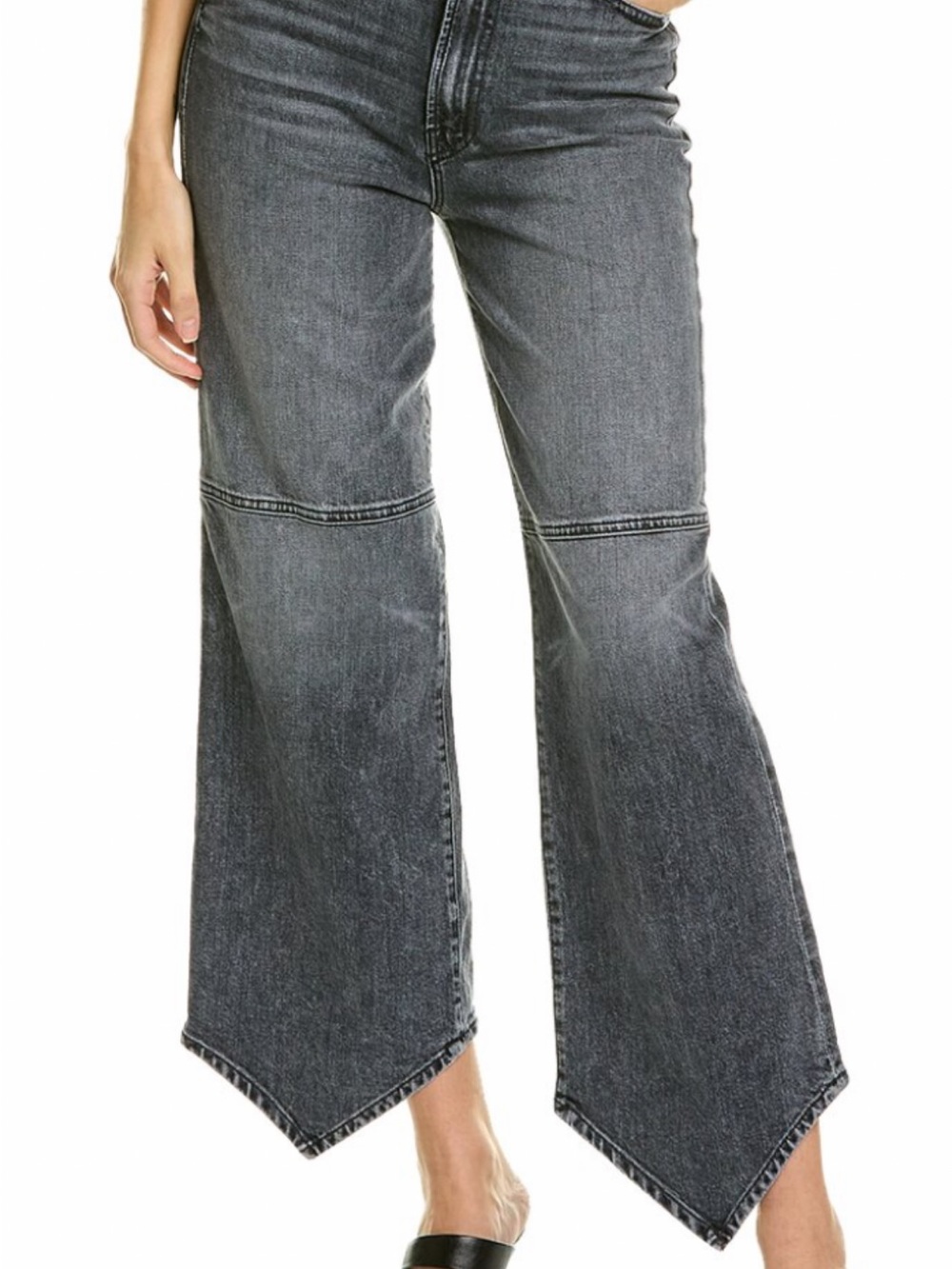 MOTHER Dagger flood Charcoal Pointed Hem Wide-Leg Jeans